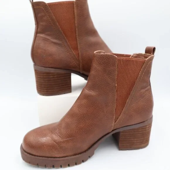 Mia Women’s Boots Ankle Jody Chelsea Booties Brown Block Heel, Size 9 - Picture 2 of 7
